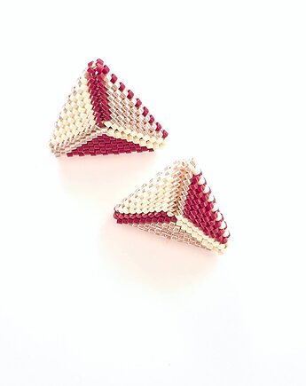 Kolczyki Trójkątne Sztyfty "Cynamonowa Słodycz", Bead Wonderful