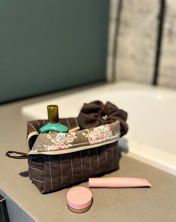 Lniana kosmetyczka box + gumka scrunchie, gucialoveskids