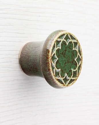 Gałka do mebli zielono-brązowa, wz.3, pracowniazona