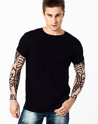 Czarny t-shirt męski z tatuażami Tribal, dirrtytown clothing