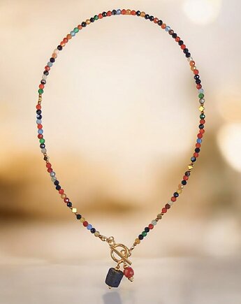 Agat jesienny : naszyjnik z karneolem i turmalinem, kaktusia