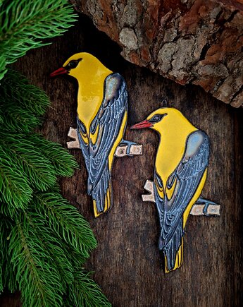 Ceramiczny ptak 2 sztuki dekoracja ścienna, Wooden Love