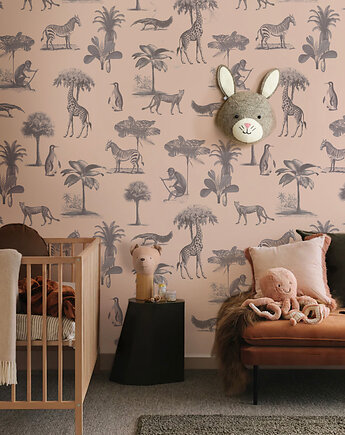 Tapeta Vintage Animals Pink, wallcolors