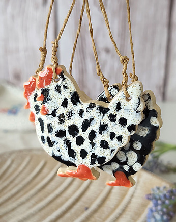 Ceramiczne kurki w kropki - ozdoby wielkanocne, 10FingersArt