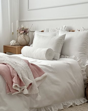 Pościel Adult Margaret z falbanką Biała bez wypełnienia, Cotton & Sweets
