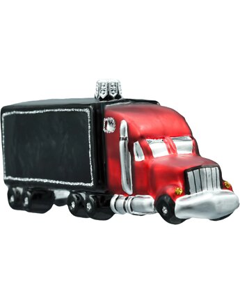 Bombka choinkowa: Ciężarówka Tir z naczepą: czarna, Syn Bombkarza