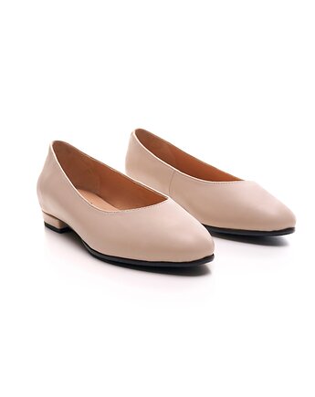 Baleriny Skórzane  beżowye   (6701), BOSCCOLO