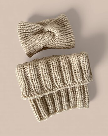 Komplet opaska i komin pszeniczny 100% naturalny skład, SZYSZKA sztrykuje