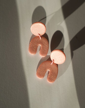 Wiszące kolczyki sztyfty MINI z połyskiem, Dwie Gliny