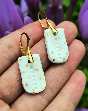 Kolczyki Kropki srebro pozłacane, porcelana, ZIĘBA