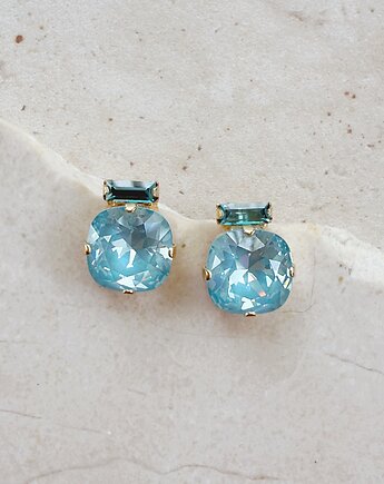 Kolczyki pozłacane Prema: Paradise Blue & Light Turquoise, White Jasmine
