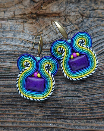 Nubi- Etniczne i kolorowe kolczyki soutache, Mró Soutache
