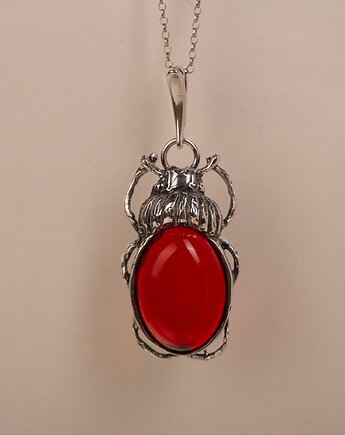 Wisiorek z barwionym bursztynem żuk, Andorii by Baco