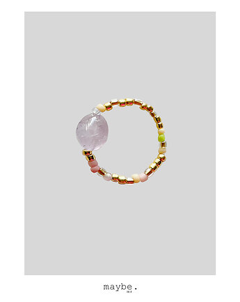 Mx&Mch pierścionek elastyczny z fioletowym kamieniem, OSOBY - Prezent dla ukochanej