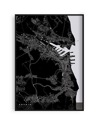 Mapa Gdyni,  Plakat Gdynia,  Mapy miast, PLAKATY GEOMETRYCZNE