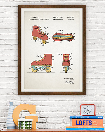 Rolki - patent - plakat 50x70 cm, minimalmill