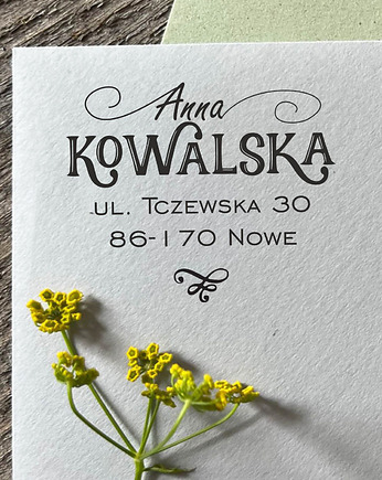 Personalizowany drewniany stempel z adresem - fancy, MOOD for WOOD