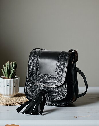 Torebka damska skórzana ręcznie robiona góralska Luisa, SempreArte