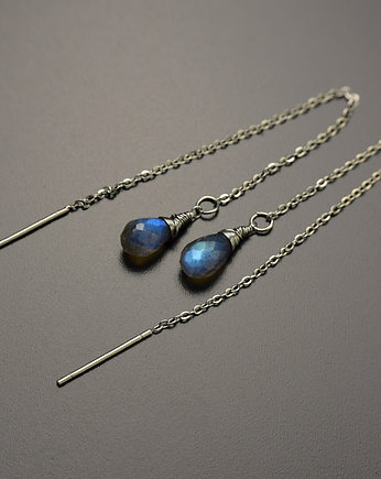 Kolczyki przewlekane krople labradoryt wire wrapping, Agata Rozanska