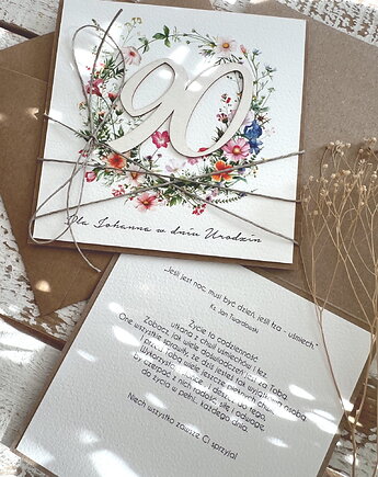 Wyjątkowa ręcznie robiona kartka życzenia na 90 urodziny, sorte