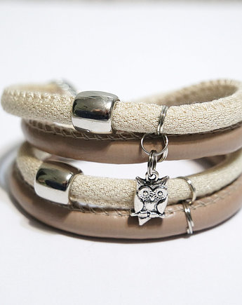 Bransoletka - Sówka - rzemienie, owijana, yenoo