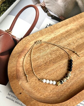 Bransoletka na sznurku Gwiazdka Hematyt, Agat, Jaspis, LEKA jwlr