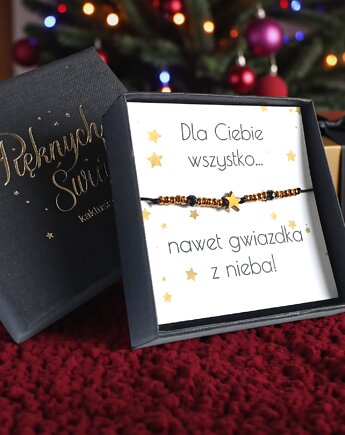 Świąteczna bransoletka - pomysł na prezent - świąteczne pudełko - glam, kaktusia