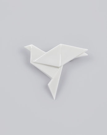 Broszka Porcelanowa Origami Gołąb Biała, StehlikDesign