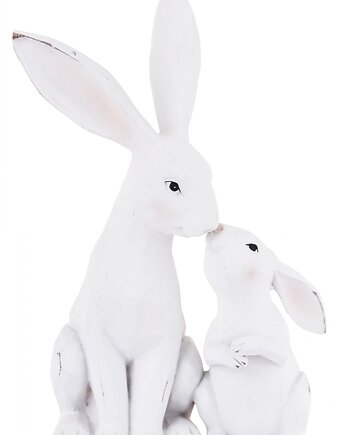 Dekoracja - figurka 2 białe przytulone 27x18x11 cm ZAJĄCZKI-2, MIA home