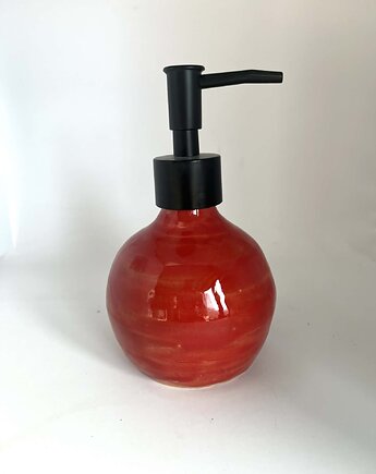 Dozownik na mydło Mydelniczka, czerwony do łazienki, recznie robiony, Ceramika Nastawka