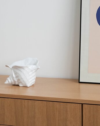 Ceramiczna osłonka na doniczkę muszla, lata 70, Dania, Przetwory design