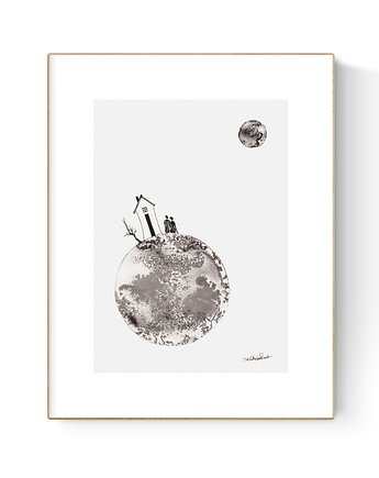 Grafika 21X30 malowana ręcznie na papierze, MiniMalArt