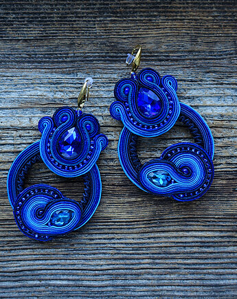Gigi Blue- duże i etniczne kolczyki soutache, Mró Soutache
