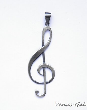 Zawieszka srebrna - Klucz wiolinowy duży szary, VENUS GALERIA