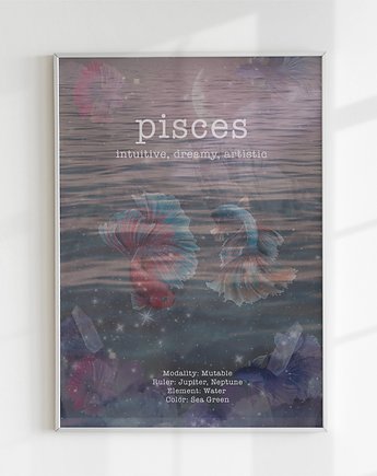 Plakat ZODIAK PISCES [ryby], karciadarocha