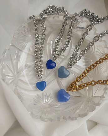 Naszyjnik łańcuch z serduszkiem z kamienia, Abrazo.jwlr