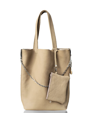 Beżowa torba ze skóry, modeMania