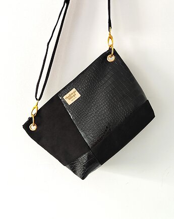 Torebka R U T H Black&Black - patchwork nubuk i ekoskóra kaletnicza, Słodkiego Miłego Szycia