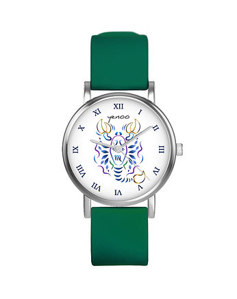 Zegarek  mały - Skorpion - silikonowy, zielony, yenoo