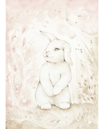 Lovely Rabbit Poster  White/ powder pink, Cotton & Sweets