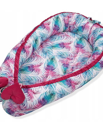 Kokon Niemowlęcy Velvet - Liście Palmowe  Burgund, Baby Love Decor
