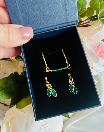 BOSKA ZIELEŃ- Kolczyki i naszyjnik z zielonym onyksem, Anemon Atelier