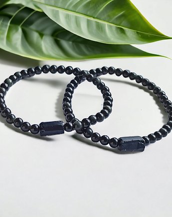 KOMPLET dla PARY : obsydian & turmalin : ochronne bransoletki, kaktusia