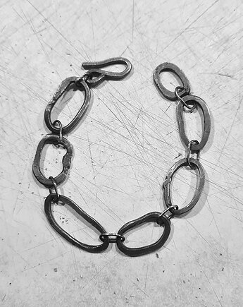 Bransoleta srebro kute ręcznie, oksydowane, 20,5cm