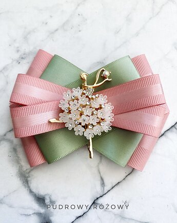 Broszka z Baletnicą z kwiatków NOWOŚĆ 1 szt, Pudrowy Różowy