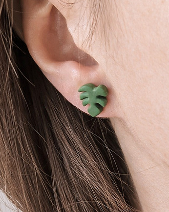 Kolczyki sztyfty monstery biżuteria w stylu jungle dla fanki roślin domowych, Dary Rusałki