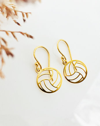 Złocone Kolczyki z piłką , siatkówka, Anemon Atelier