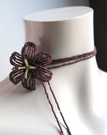 Brązowa lilia - naszyjnik choker, Hibiscus