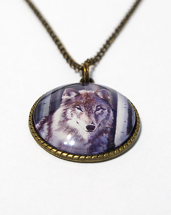 Medalion, naszyjnik - Szary wilk - antyczny brąz, yenoo