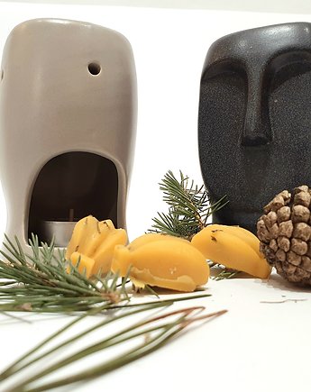 Kominek zapachowy Face ceramiczny ciemno szary 13cm, OKAZJE - Prezent na 50 urodziny